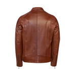 Slim-Fit Leather Jacket // Whiskey (M)