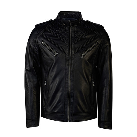 Slim-Fit Leather Jacket // Black (XS)