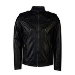 Slim-Fit Leather Jacket // Black (L)