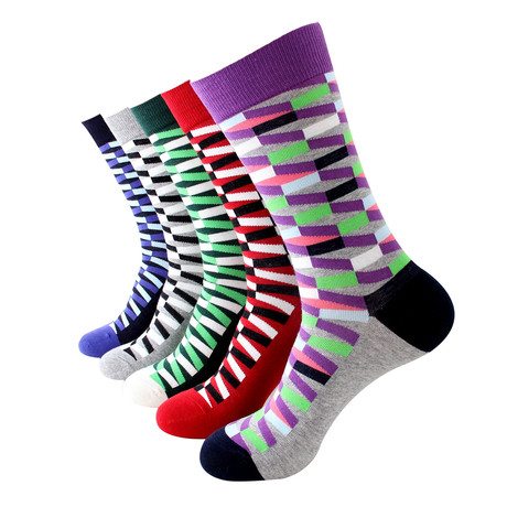 Ribbon Pattern Sock Bundle // Pack of 5 // Multicolor