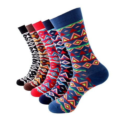 Triagle Pattern Sock Bundle // Pack of 5 // Multicolor