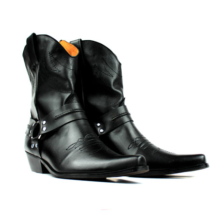 Caiden Cowboy Boots // Black + Belt (US: 7)