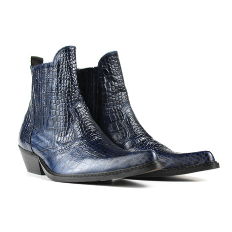 Trace Ankle Boots // Navy Blue Croco (US: 11.5)