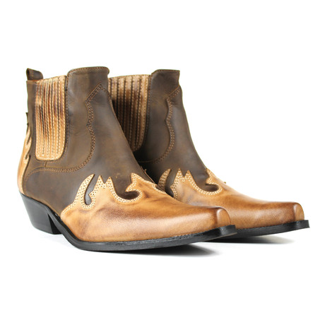 Tanner Cowboy Boots // Tan + Chocolate Nubuck (US: 7)