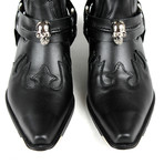 Shamar Cowboy Boots // Black + Skull (US: 11.5)