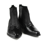 Kaleb Cowboy Boots // Crazy Black + Nubuck (US: 7.5)