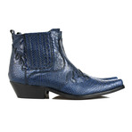 Sage Cowboy Boots // Navy Blue Croco (US: 9)