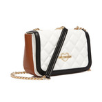 Quilted Crossbody // White + Brown + Black
