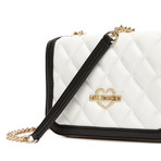 Quilted Crossbody // White + Brown + Black