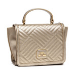 Shiny Quilted Flap Bag // Gold