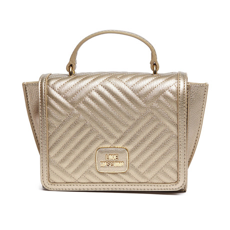 Shiny Quilted Flap Bag // Gold
