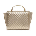 Shiny Quilted Flap Bag // Gold