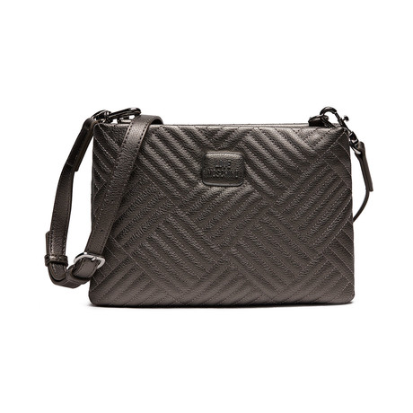 Shiny Quilted Shoulder Bag // Silver + Gray