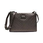 Shiny Quilted Shoulder Bag // Silver + Gray