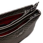 Shiny Quilted Shoulder Bag // Silver + Gray