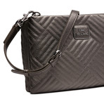 Shiny Quilted Shoulder Bag // Silver + Gray