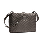 Shiny Quilted Shoulder Bag // Silver + Gray