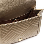 Shiny Quilted Flap Bag // Gold