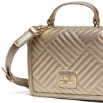 Shiny Quilted Flap Bag // Gold