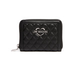 Quilted Zippered Wallet // Black