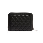 Quilted Zippered Wallet // Black