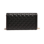 Quilted Wallet On Gold Chain // Black