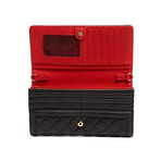 Quilted Wallet On Gold Chain // Black