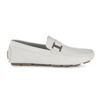 Slip-On Driving Moccasins + Side Buckle // White (US: 12)