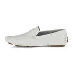 Slip-On Driving Moccasins + Side Buckle // White (US: 10)
