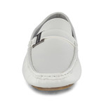 Slip-On Driving Moccasins + Side Buckle // White (US: 11)