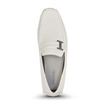 Slip-On Driving Moccasins + Side Buckle // White (US: 11)