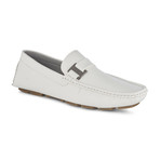 Slip-On Driving Moccasins + Side Buckle // White (US: 8)