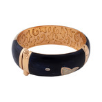 Nouvelle Bague Petali 18k Rose Gold Diamond + Navy Blue Enamel Bangle Bracelet