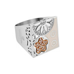 Nouvelle Bague India Preziosa 18k Two-Tone Gold Diamond + White Enamel Ring // Ring Size: 9