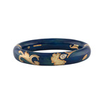 Nouvelle Bague Foglie d'Acanto 18k Rose Gold Diamond + Teal Blue Enamel Bangle Bracelet