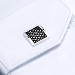 Square Patterned Cufflinks // Silver + Black