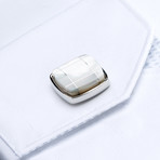 Mother of Pearl Rounded Edge Cufflinks // Silver