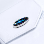 Mother of Pearl Oval Cufflinks // Silver + Multicolor