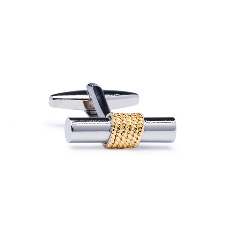 Wrapped Cylinder Cufflinks // Silver + Gold