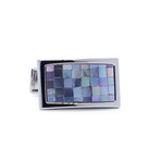 Rectangle Mother of Pearl Grid Cufflinks // Silver