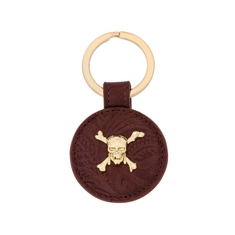 Pirates of the Caribbean Brown Leather Skull Key Ring