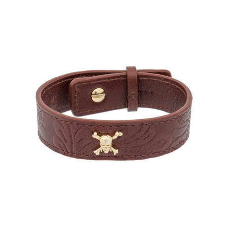 Pirates of the Caribbean Brown Leather Skull Bracelet