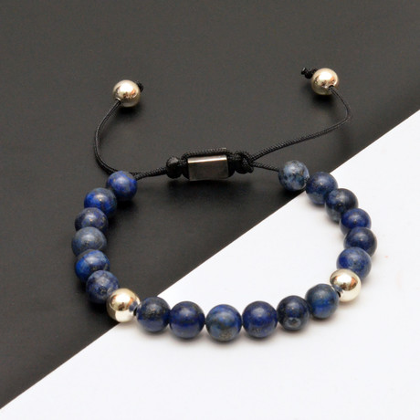 Beaded Pull Closure Bracelet // Lapis Lazuli