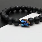 Swarovski Skull + Onyx Beaded Bracelet // Blue