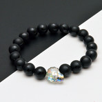 Swarovski Skull + Onyx Beaded Bracelet // Iridescent