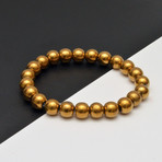 Hematite Beaded Bracelet // Gold