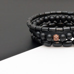 Wood Beaded Bracelet // Black Accent // Set of 3