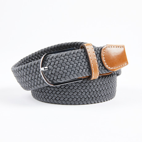 Solid Woven Stretch Belt // Gray