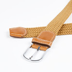 Solid Woven Stretch Belt // Tan