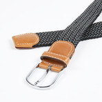 Two-Tone Woven Stretch Belt // Black + Gray